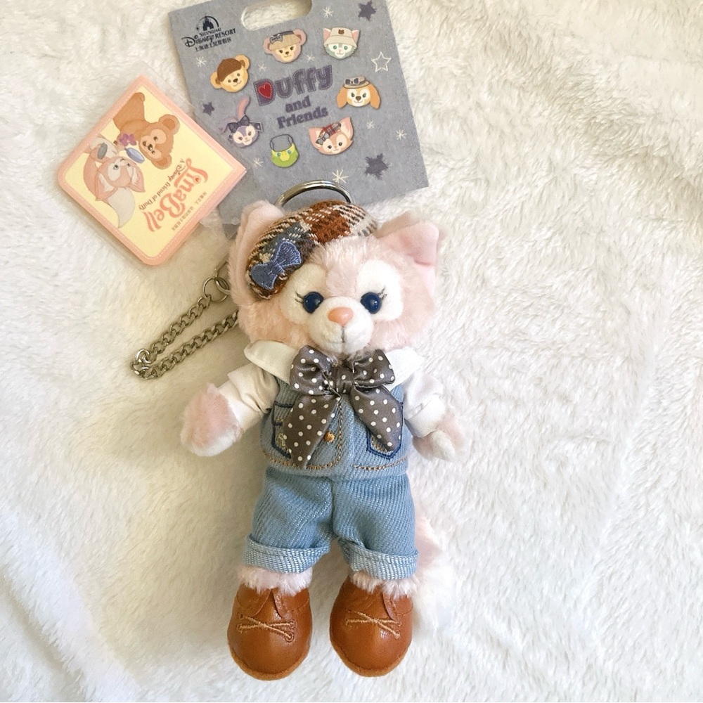 New Duffy Friends Shanghai Disney 2024 Denim LinaBell plush mascot keychain